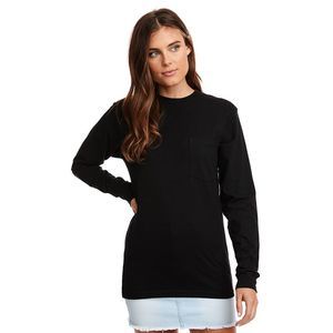 7451S NEXT LEVEL APPAREL UNISEX POWER L/S POCKET CREW BLACK XS